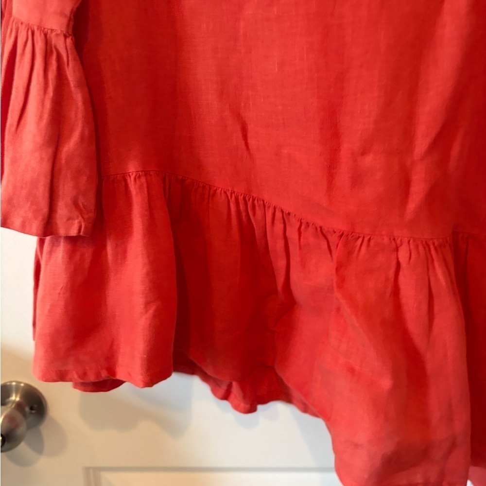Bryn Walker Womens Flowy Blouse Top Lagenlook 100% Cotton Guazy Red L - Picture 8 of 12